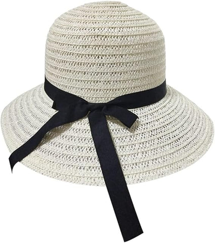 Women Round Top Ribbon Bow Hat