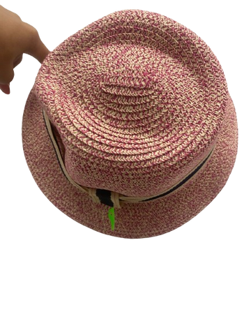 Pink And White Straw Fedora Hat