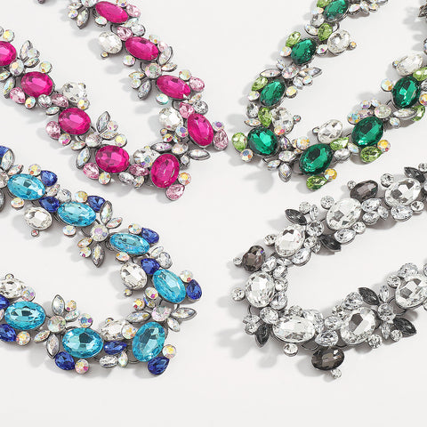 Retro Color Diamond Necklace & Earrings