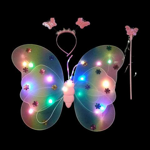 LED Butterfly Rainbow Wings 3 Piece Set