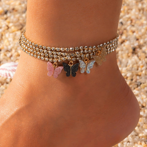 Butterfly and Diamante Anklet