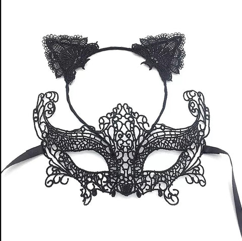 Hollow Lace Masquerade Face Mask & Headband