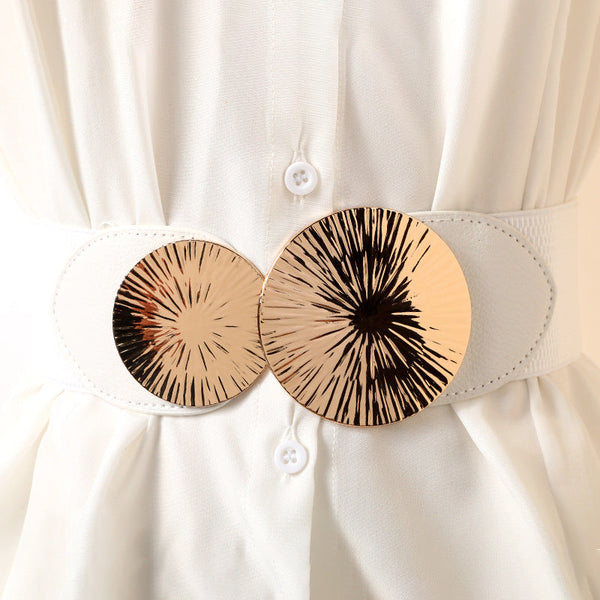 Elastic Wide Belt With Circle Buckle