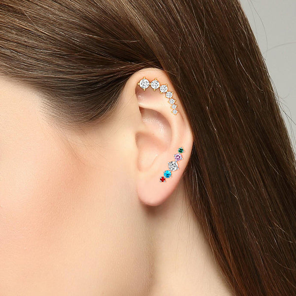Diamond Stainless Steel Zircon Ear Bone Stud Earrings