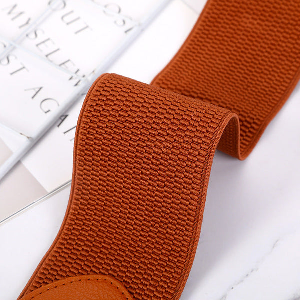 Elastic Wide Belt With Circle Buckle