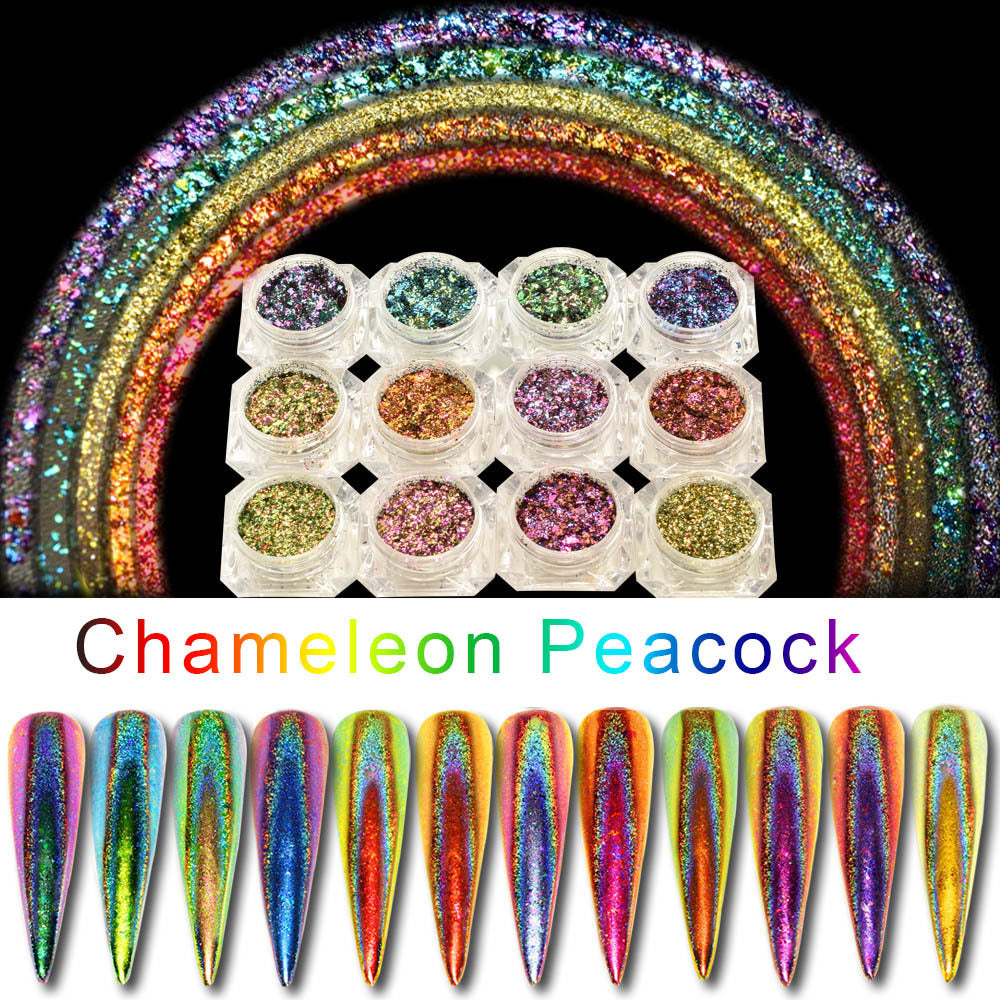 Nail Art Sequin Peacock Foil