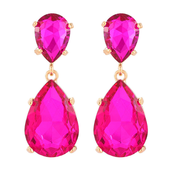 Diamond Glass Pendant Earrings