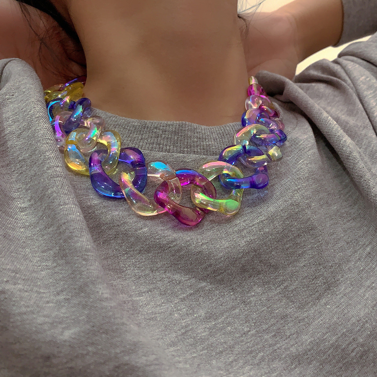 Thick Acrylic Chain Link Necklace CS03295
