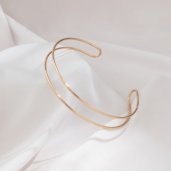 Metal Choker Necklace JS05741-Gld