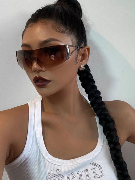 Retro Large Frame Diamond Studded Sunglasses