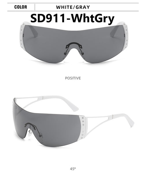 Retro Large Frame Diamond Studded Sunglasses