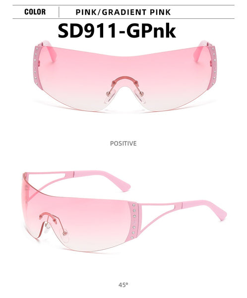Retro Large Frame Diamond Studded Sunglasses