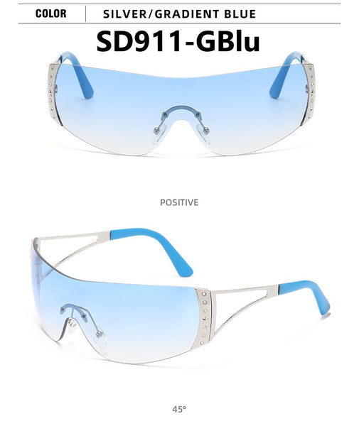Retro Large Frame Diamond Studded Sunglasses