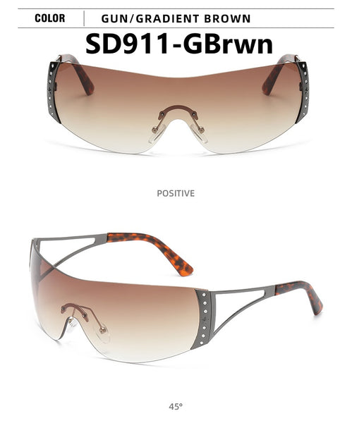 Retro Large Frame Diamond Studded Sunglasses