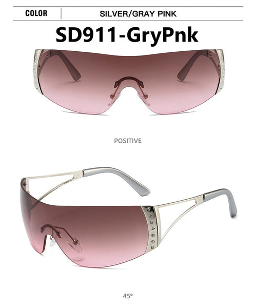 Retro Large Frame Diamond Studded Sunglasses