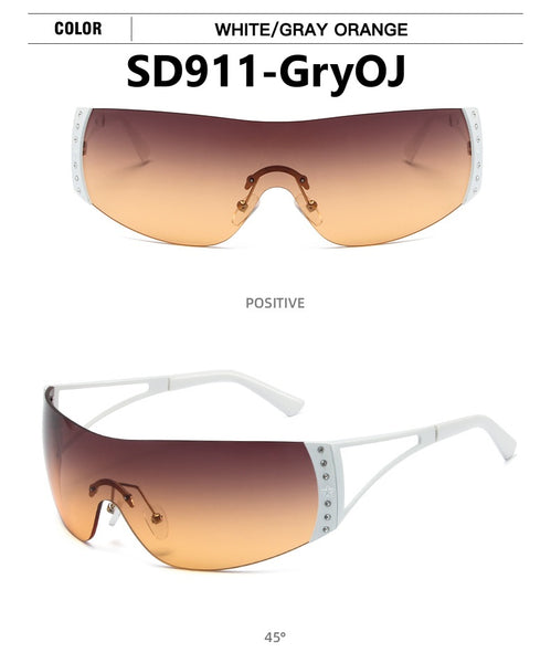 Retro Large Frame Diamond Studded Sunglasses
