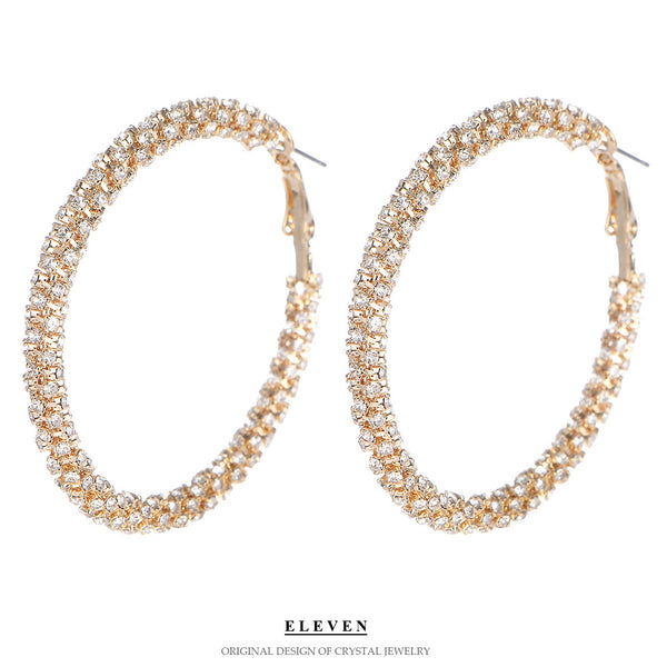 Inlaid Diamond Round Earrings