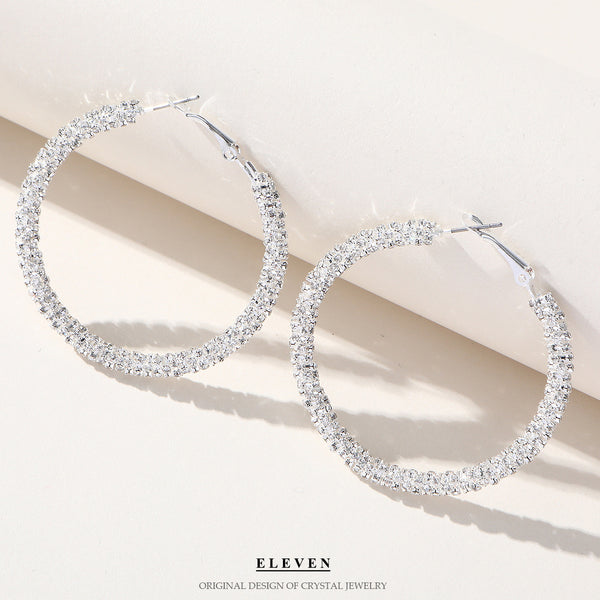 Inlaid Diamond Round Earrings