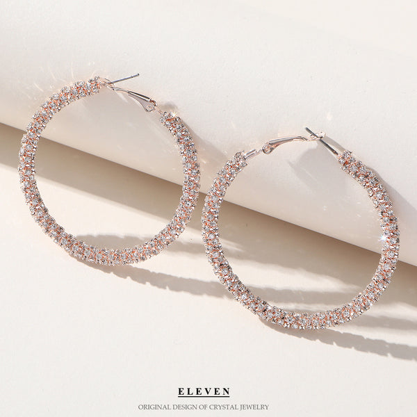 Inlaid Diamond Round Earrings