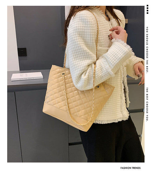 Large Quilted Wide Top Handbag