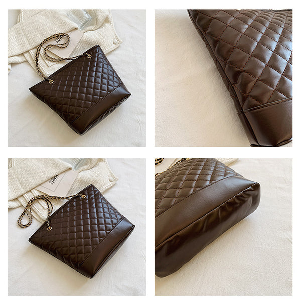 Large Quilted Wide Top Handbag