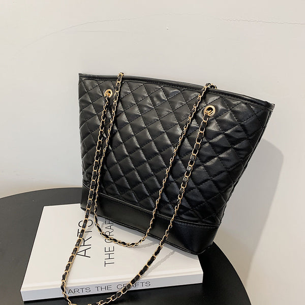 Large Quilted Wide Top Handbag