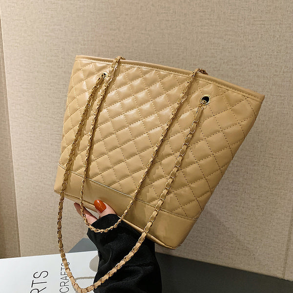 Large Quilted Wide Top Handbag