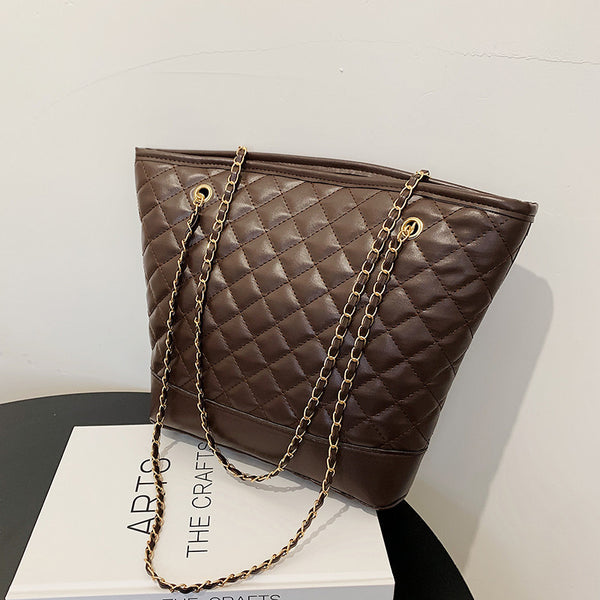 Large Quilted Wide Top Handbag