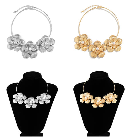 Metal Flower Choker Necklace 5739