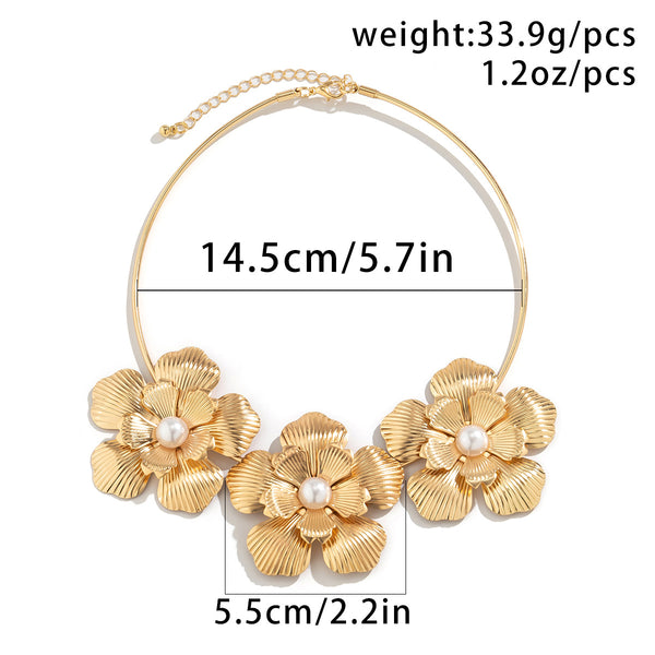 Metal Flower Choker Necklace 5739