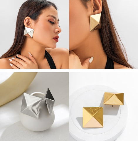 Metal Geometric Square Earrings JS02899