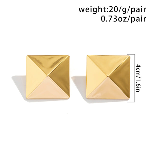 Metal Geometric Square Earrings JS02899