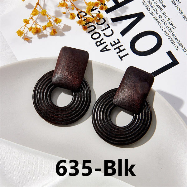 Wooden Geometric Earrings