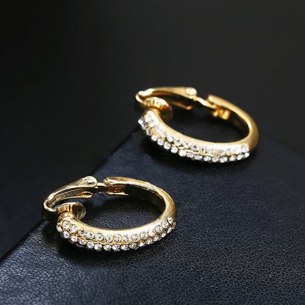 Rhinestone Huggie Clip Earrings
