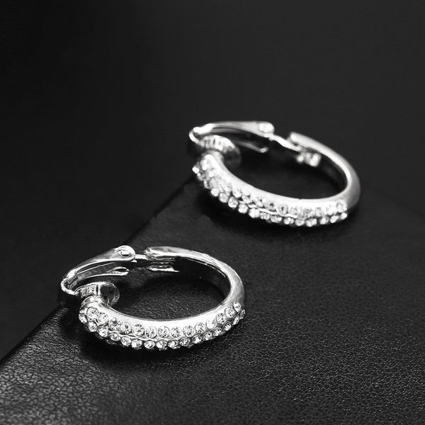 Rhinestone Huggie Clip Earrings