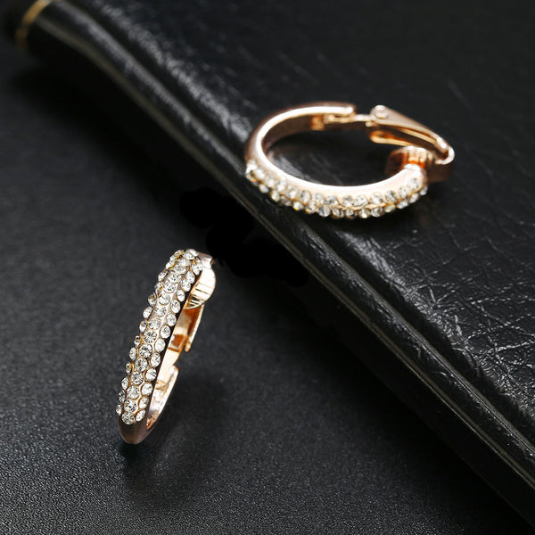 Rhinestone Huggie Clip Earrings