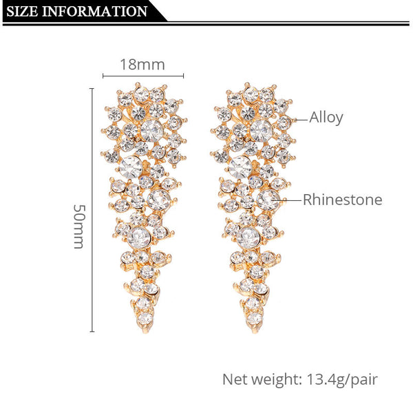 Rhinestone Dangling Clip Earrings