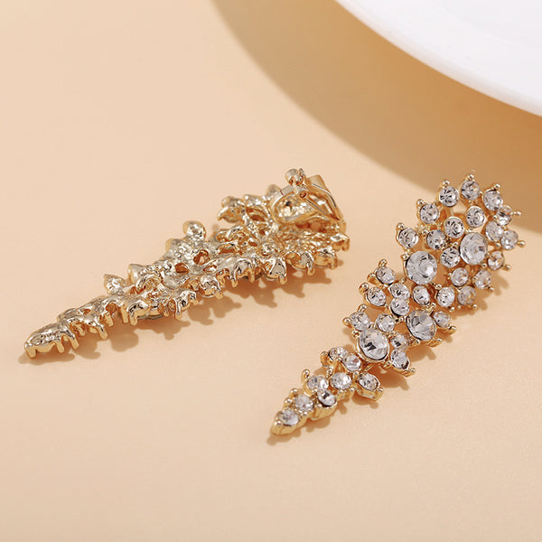 Rhinestone Dangling Clip Earrings
