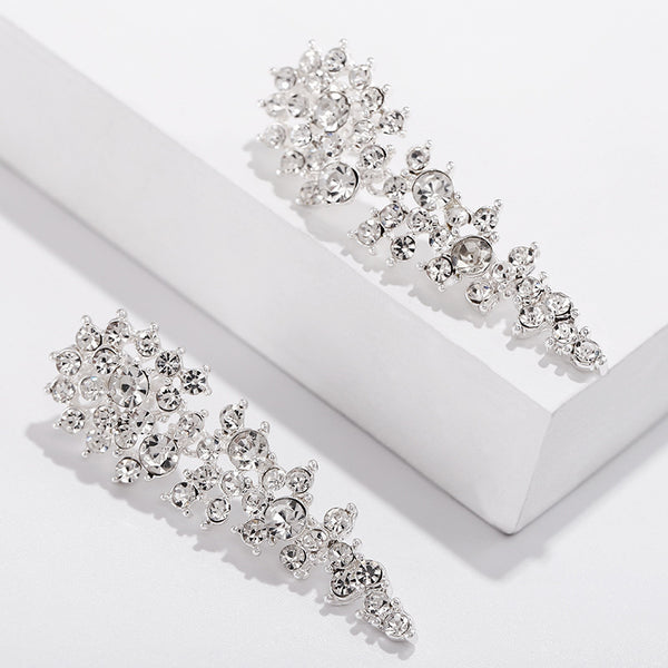 Rhinestone Dangling Clip Earrings