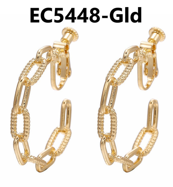 C Shaped Chain Clip Earrings