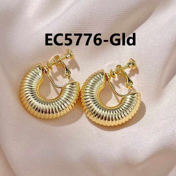 C Shaped Thick Glossy Clip Earrings