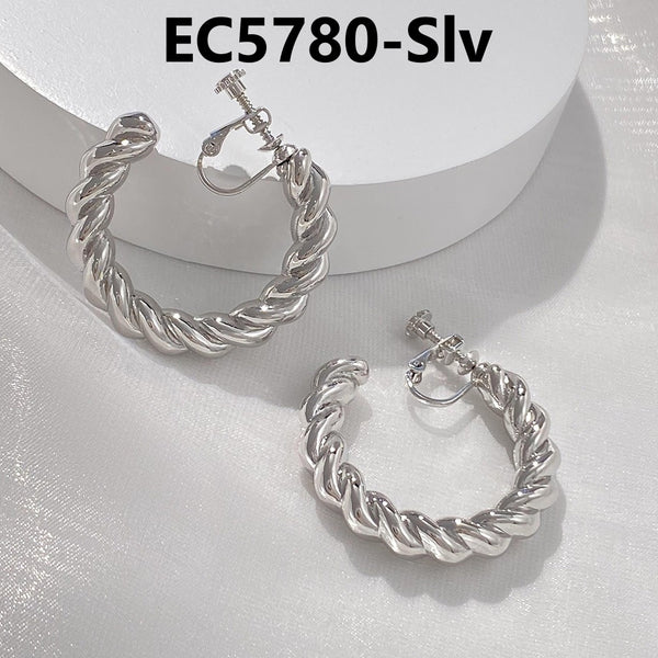 C Shaped Thick Glossy Clip Earrings