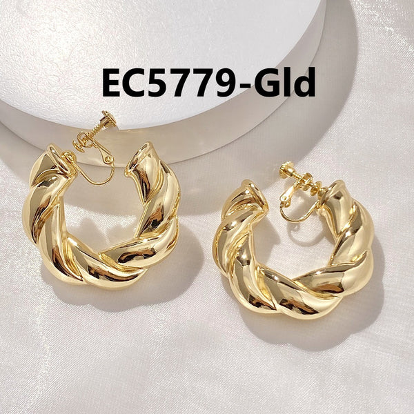 C Shaped Thick Glossy Clip Earrings