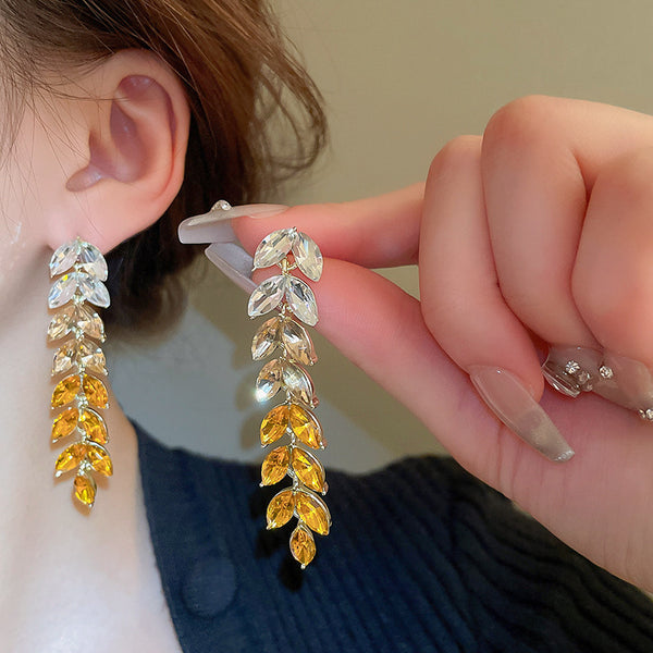 Colorful Diamonds Long Earrings