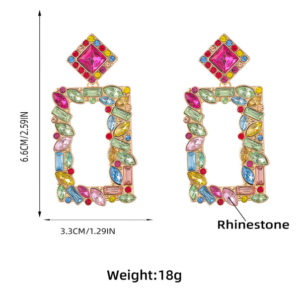 Diamond Set Rectangular Earrings