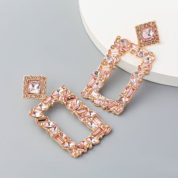 Diamond Set Rectangular Earrings