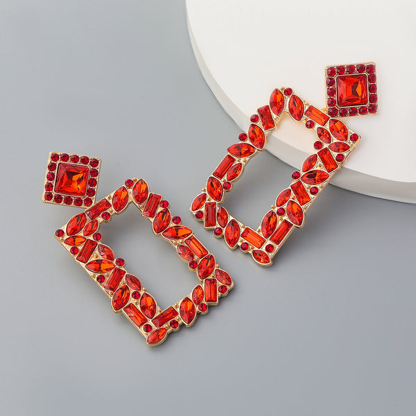 Diamond Set Rectangular Earrings