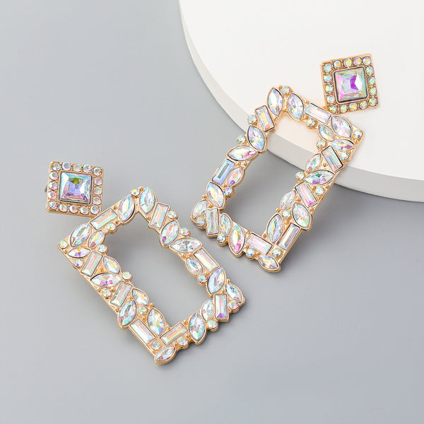 Diamond Set Rectangular Earrings