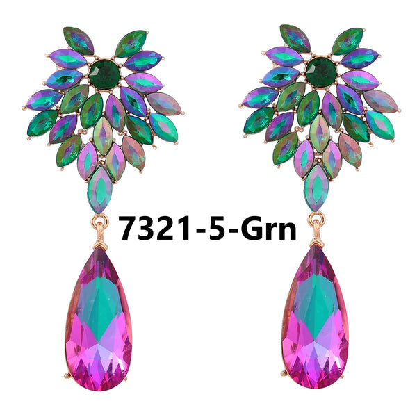 Flower Full Diamond Drop Earrings