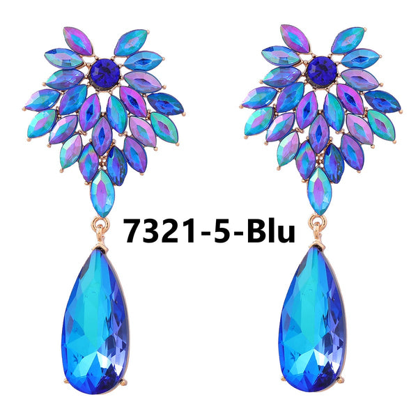 Flower Full Diamond Drop Earrings